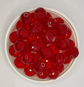 12MM GLASS BEADS - 10 PER PACKET - RED