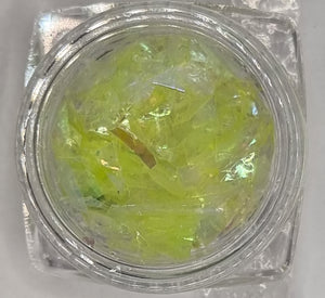 SHELL FLAKES - NAIL ART, RESIN & POLYMER DECORATION - LIME/YELLOW