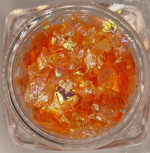 SHELL FLAKES - NAIL ART, RESIN & POLYMER DECORATION - RED/ORANGE