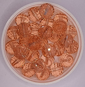 12MM GLASS BEADS - 10 PER PACKET - SALMON PINK