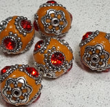 18-20MM INDONESIAN ROUND BEADS - DARK ORANGE
