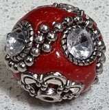 18 X 20MM INDONESIAN ROUND BEADS - RED