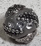 15MM INDONESIAN ROUND BEADS -RHINO GREY
