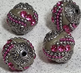 15MM INDONESIAN ROUND BEADS -RHINO GREY No 3