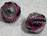 15MM INDONESIAN ROUND BEADS -DARK PINK