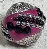 15MM INDONESIAN ROUND BEADS -DARK PINK