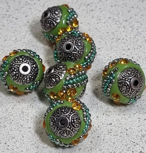 15MM INDONESIAN ROUND BEADS -LIGHT GREEN