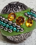 15MM INDONESIAN ROUND BEADS -LIGHT GREEN