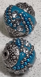 15MM INDONESIAN ROUND BEADS -LIGHT BLUE