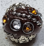 15MM INDONESIAN ROUND BEADS - DARK BROWN