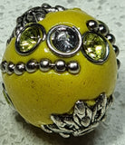 15MM INDONESIAN ROUND BEADS -CADMIUM YELLOW