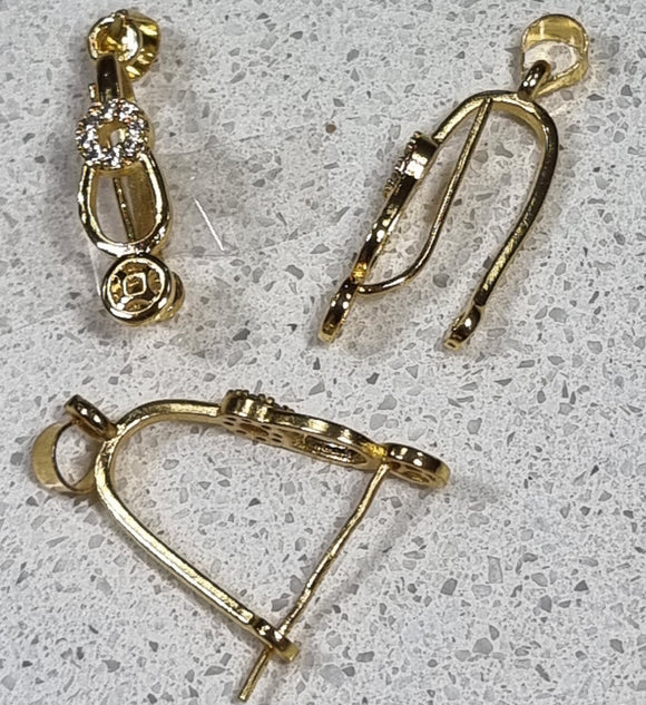 BAIL HANGER WITH ICE PICK - BRASS - 18K GOLD PLATED - 24X5.8X9MM