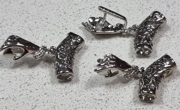 BAIL HANGER WITH ICE PICK - BRASS - PLATINUM HAND & HEART - 34X10X6MM