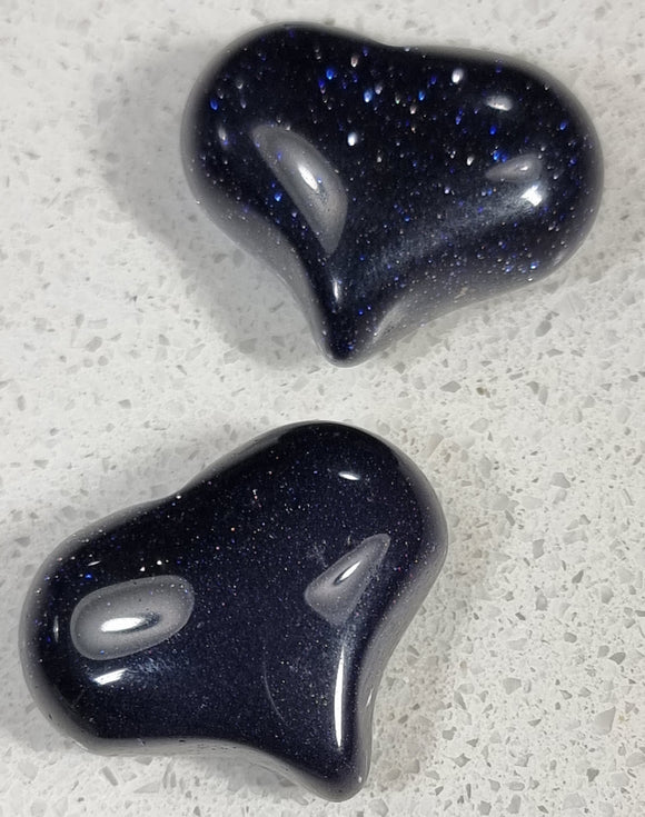 CABOCHON - 20X25X11-13MM SYN. BLUE GOLDSTONE - HEART