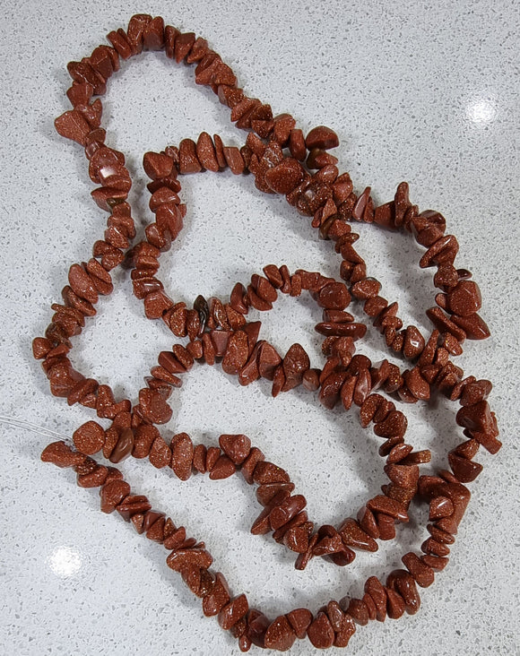 GEMSTONE BEAD CHIPS - SYNTHETIC GOLDSTONE CHIP BEADS