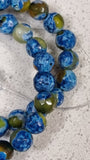 6MM NATURAL FACETED FIRE CRACKLE AGATE BEADS - BLUE/GREEN/YELLOW