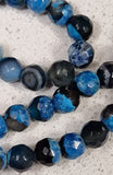 6MM NATURAL FACETED FIRE CRACKLE AGATE BEADS - DEEP SKY BLUE