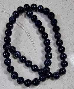 8MM SYNTHETIC BLUE GOLDSTONE BEADS
