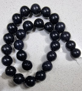 14MM SYNTHETIC BLUE GOLDSTONE BEADS - BLUE