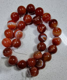 14MM NATURAL STRIPED/BANDED AGATE BEADS - RED