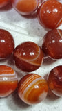 14MM NATURAL STRIPED/BANDED AGATE BEADS - RED