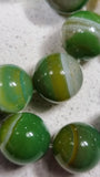 14MM NATURAL STRIPED/BANDED AGATE BEADS - GREEN MOTTLE
