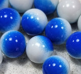 14MM GLASS BEADS - COBALT AND WHITE