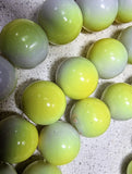 14MM GLASS BEADS - YELLOW AND WHITE