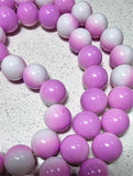 14MM GLASS BEADS - LIGHT PURPLE AND WHITE