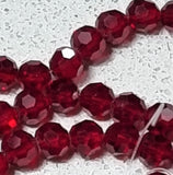 6MM GLASS FACETED BEADS - DARK RED