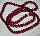 6MM GLASS FACETED BEADS - DARK RED