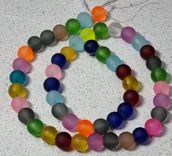 8MM GLASS BEADS - TRANSPARENT - FROSTED MIXED COLOURS