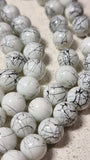 8MM GLASS BEADS - WHITE/BLACK MOTTLE