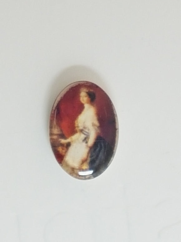CABOCHON - 18 X 13MM GLASS OVAL - PORTRAIT 2