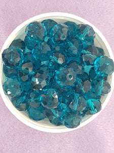 12MM ABACUS GLASS BEADS- Packet of 10 - TEAL