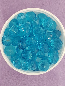 12MM ABACUS GLASS BEADS- Packet of 10 - SKY BLUE