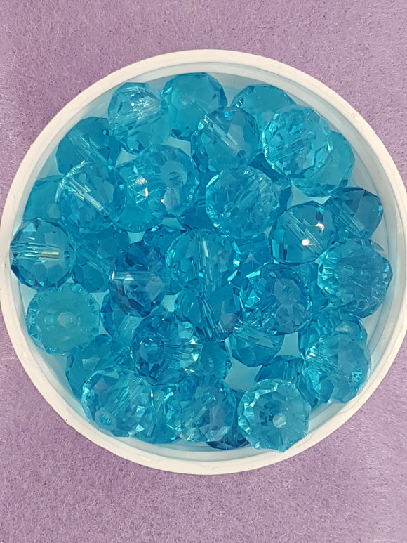 12MM ABACUS GLASS BEADS- Packet of 10 - SKY BLUE