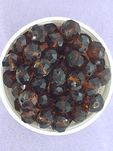 12MM ABACUS GLASS BEADS- Packet of 10 - DARK BROWN