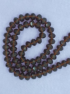 12MM ABACUS GLASS BEADS- PER STRAND - DARK BROWN
