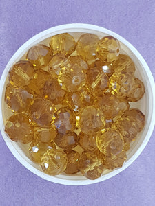 12MM ABACUS GLASS BEADS- Packet of 10 - GOLDEN ROD
