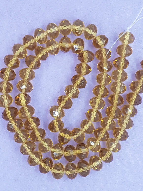 12MM ABACUS GLASS BEADS- PER STRAND - GOLDEN ROD