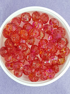 10MM ABACUS GLASS BEADS- Packet of 20 - RED MIX