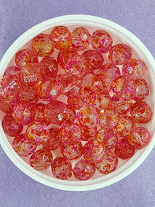 10MM ABACUS GLASS BEADS- Packet of 20 - RED/FUCHSIA MIX