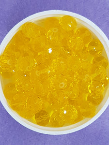 10MM ABACUS GLASS BEADS- Packet of 20 - SUNSHINE YELLOW COLOUR