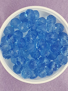 10MM ABACUS GLASS BEADS- Packet of 20 - MED. BLUE COLOUR