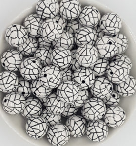 14MM ACRYLIC BEADS - BLACK AND WHITE EGGSHELL