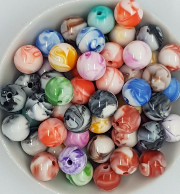 14MM ACRYLIC BEADS -MIXED COLOUR SPLASH