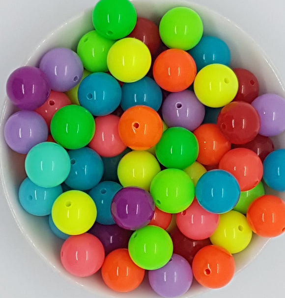 14MM ACRYLIC BEADS -FLUORESCENT MIXED