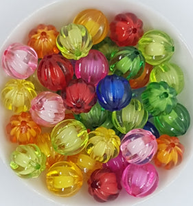 16MM ACRYLIC BEADS - TRANSPARENT PUMPKIN MIXED COLOURS