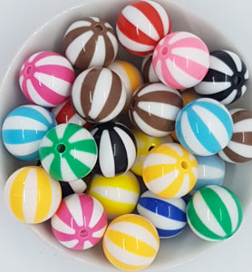 20MM ACRYLIC BEADS -BEACH BALL STRIPES